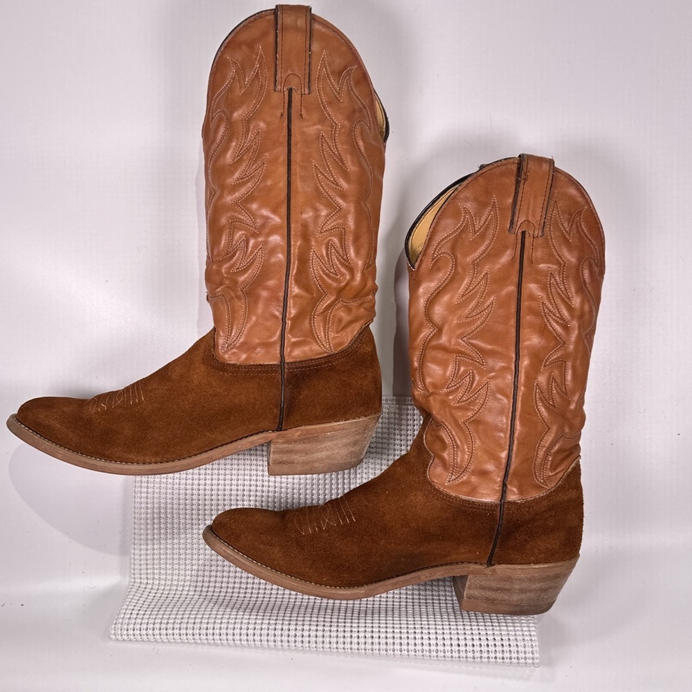 Miller Stockman Brown Leather Western Cowboy Boots Mens 8.5 - Picture 3 of 12